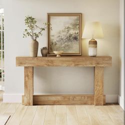 LITTLE TREE 63-Inch Farmhouse Console Table, 2-Tier Wooden Sofa Table Behind The Couch, Narrow Long Entryway Table for Living Room, Entrance, Hallway 