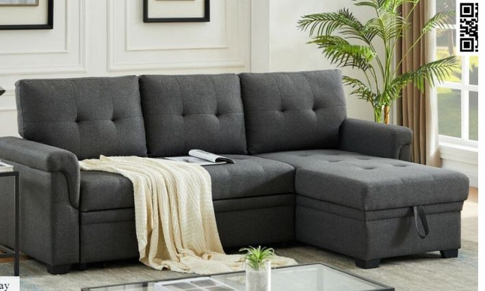 Sofa sectional  sleepers dark grey new 