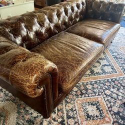 Tufted Brown Leather Couch/Sofa 
