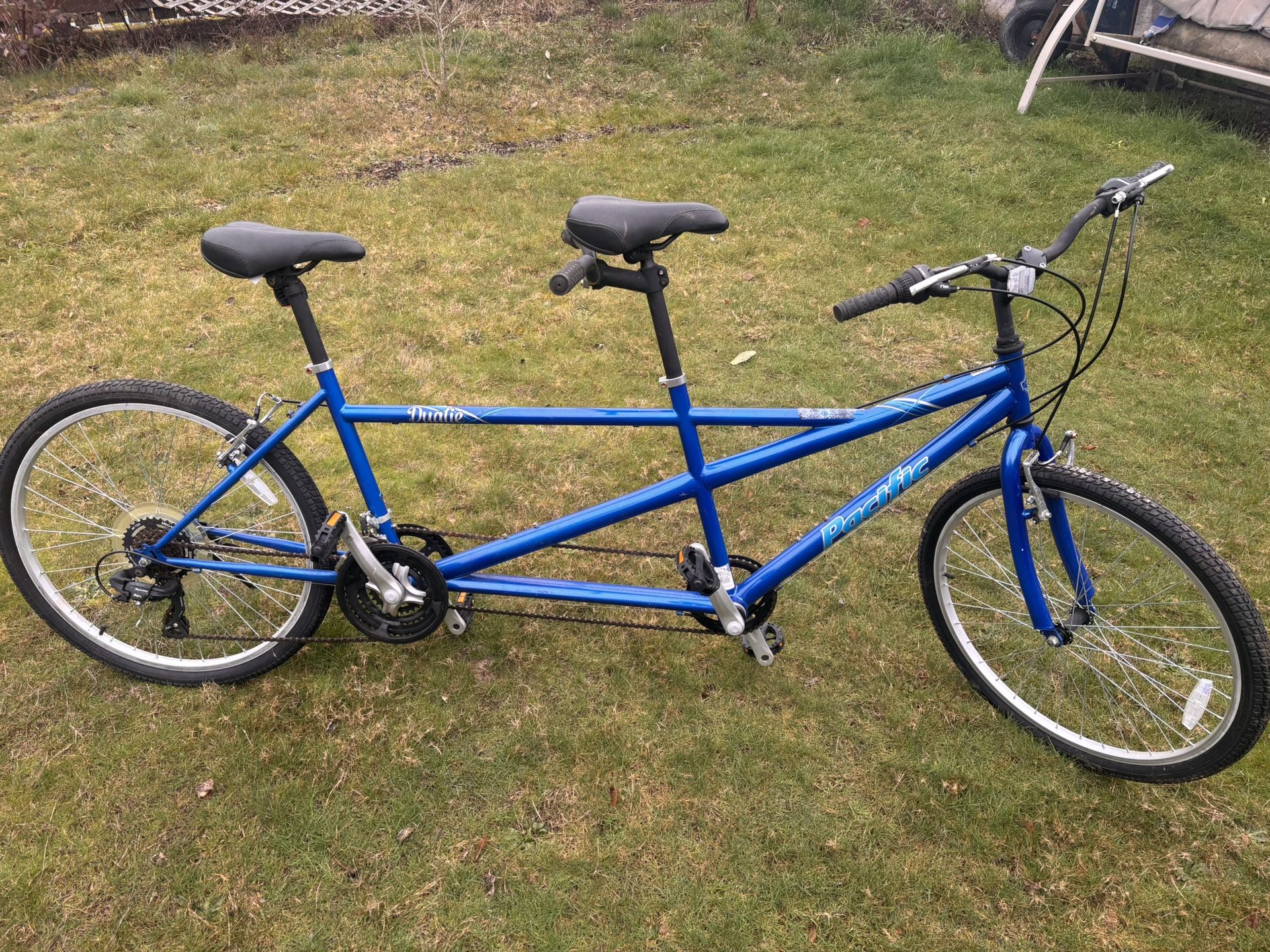 Pacific Dualie Adult Tandem Cruiser Bike, Two-Rider Bicycle for Men and Women, 26-Inch Wheels, 21