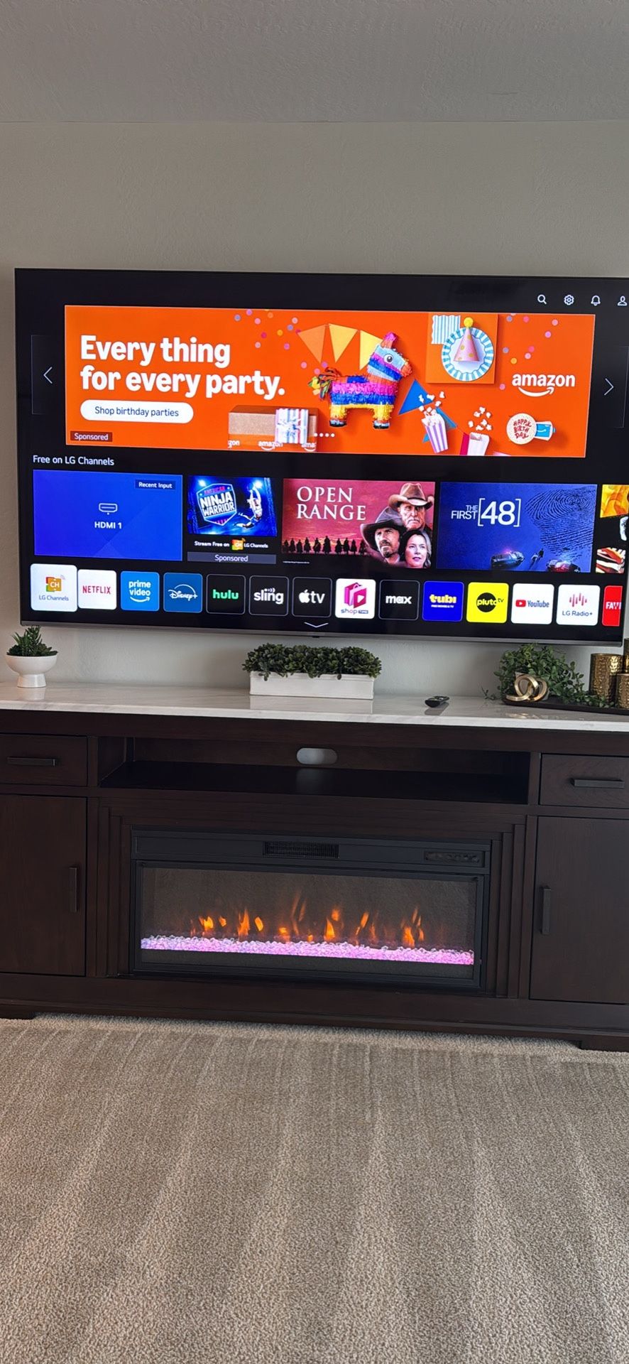 Electric Fireplace Heater Console Table