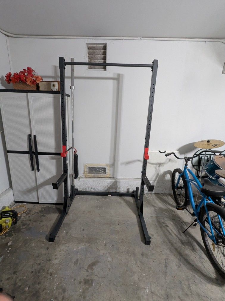 Squat Rack Power Rack + Barbell + Safety Catches