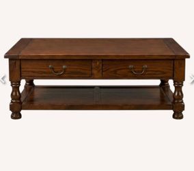Solid Wood Coffee Table with 2 Drawers