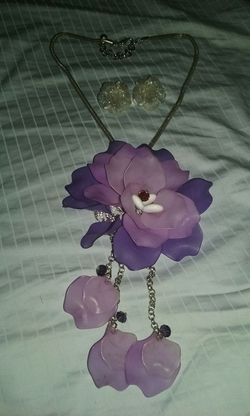 Purple and lavender necklace with earring