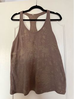 Alo Yoga Harley Distressed Muscle Tank Women Small ? Brown Burnout Racerback Gym