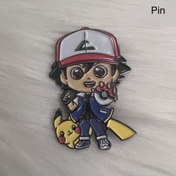 pokemon ash and pikachu enamel pin brooch (shipping only)