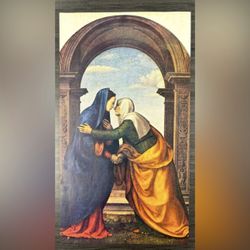Original Vintage Fine Art Print 30’s Artist Mariotto Albertinelli THE VISITATION Printed Antique Collectible Renaissance