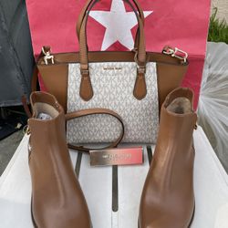 Michael Kors  Taryn Small Signature Logo and Leather Convertible Crossbody Bag NWT  Michael Kors heel ankle boots- Women's - Black/Brown size 8 (No Bo