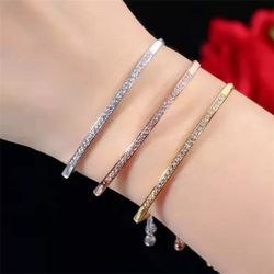 Cross-Border Style Fashion Bracelet Adjustable Bracelet Gold Silver Rose Gold set of 3
