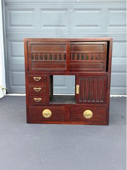 Antique Japanese Double-Sided Gifu Miyuza Tansu Cabinet | Rare Ryomen Design