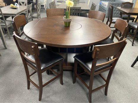 7PC Round Dining Table W/ Lazy Susan