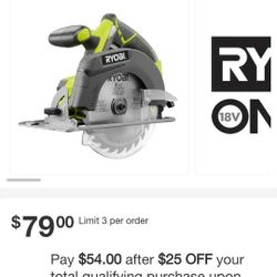 RYOBI ONE+ 18V Cordless 6-1/2 in. Circular Saw Brand New (Tool Only)

