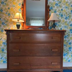 Vintage Mid Century Solid Wood Dresser By Virginia House