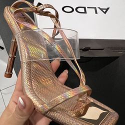 Aldo Elektra Rose Gold Bamboo Lace-Up Heel