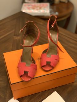 Hermès red leather High heels pumps size 37.5