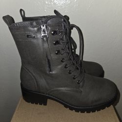 "military" boots with a small heel