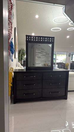 Black Dresser with Matching Mirror