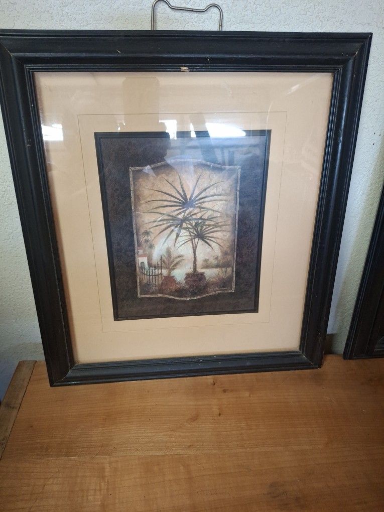 17x19 ISLAND HIDEAWAY  17X20 Wine Bottles Both Have Wood Frames