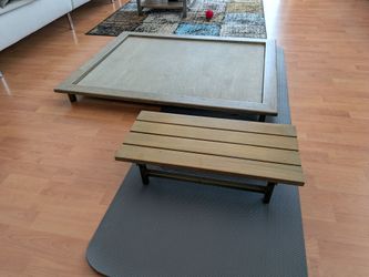 Dog bed frame and bowl table