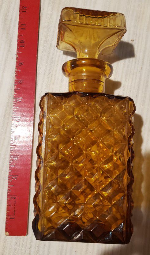 Vintage amber yellow decanter