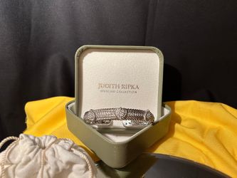 Judith Ripka's exquisite 925 Sterling Silver Hinged Cuff