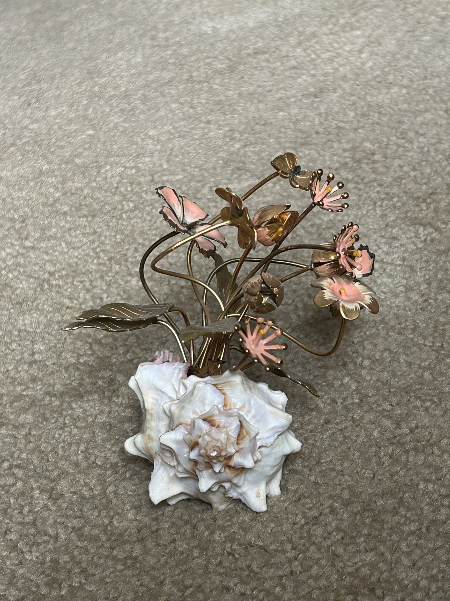 Vintage, seashell, metal flower , Art