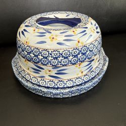 Temptations 2 Piece Multi Use Ceramic Cake Patter/chips And Dip 