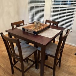 High top Wooden Kitchen Table And Chairs 