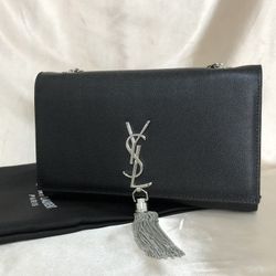 New Saint Laurent Small Kate Tassel Grained Leather Black Bag Messenger