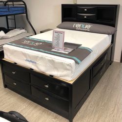 Black Platform Ultimate Storage Bed Frame- Emily USB 