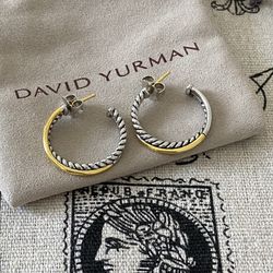 David Yurman sterling silver with 18K gold earrings
