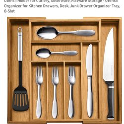 Expandable Bamboo Drawer Organizer – Adjustable ,  Bowl organizer MOVE OUT SALE