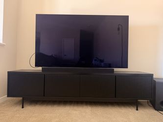 Black Fluted 4-Door TV Stand
