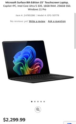 Microsoft 15" Surface Laptop for Business Copilot+ PC (8th Edition, Platinum)