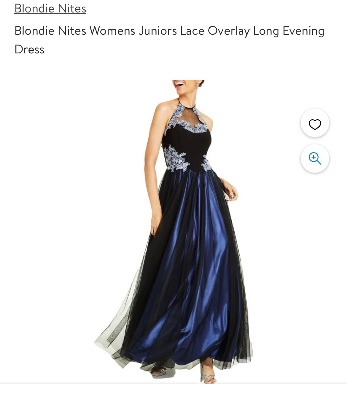 Blondie Nites Womens Juniors Lace Overlay Long Evening Dress × 1