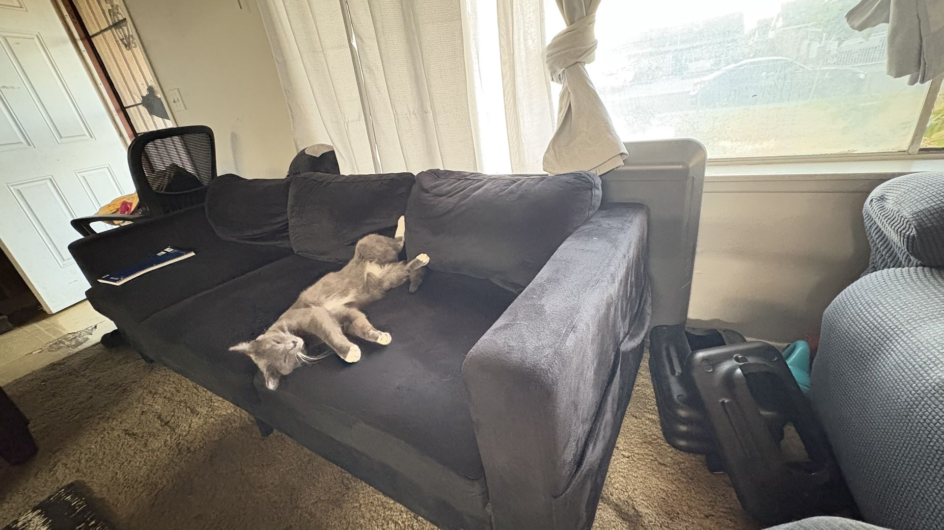 Clean couch with ottoman