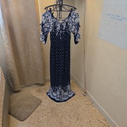 Seven Islands Navy Blue Floral Polka Dress