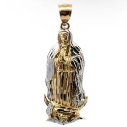 10k Two Toned White Yellow Gold Virgin Mary Pendant Charm For Necklace GP3118164
