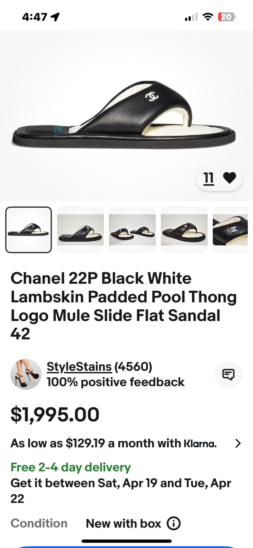 Chanel lambkin Padded Pool Thong