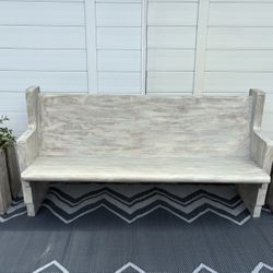 Repurposed Weathered Church Pew Bench