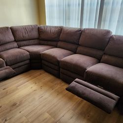 Free Chocolate Brown Cloth Reclining Sectional - East Miramar