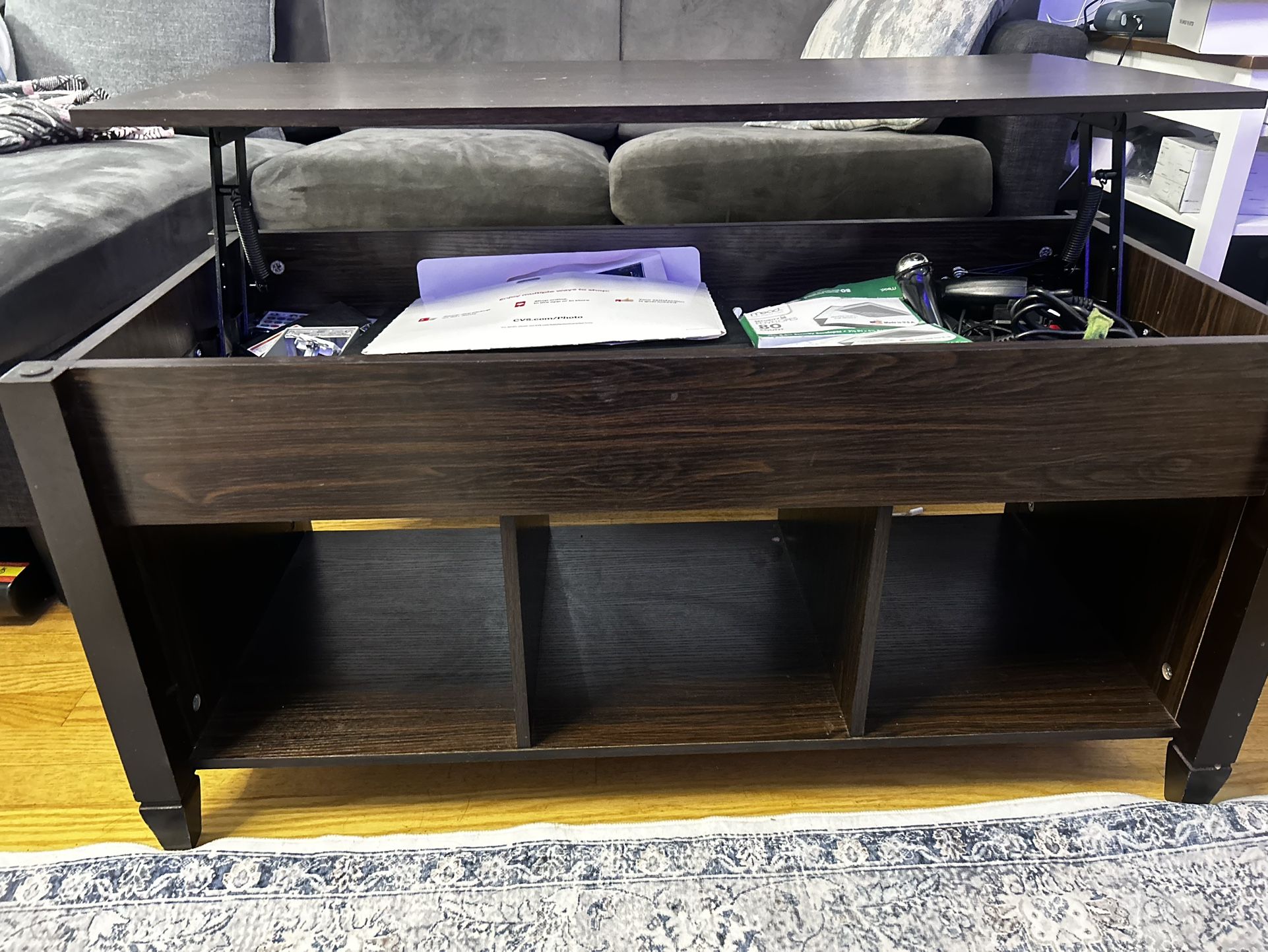 coffee table with lift and storage