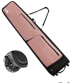 New Wheeled Ski Bag for Air Travel, Padded Waterproof Ski Gear Bag Fits 2 Pairs Skis, Adjustable Length 156-200cm, Foldable