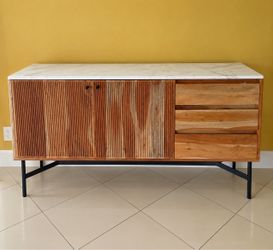 "Modern Wood Sideboard / Credenza with White Top - Excellent Condition"