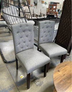 Assembled New Upholstered Dining Chairs Set of 2 Button Tufted Fabric Upholstered Parson Chairs