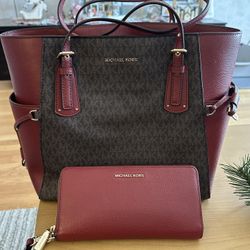 Michael Kors Voyager Handbag With Matching Wristlet
