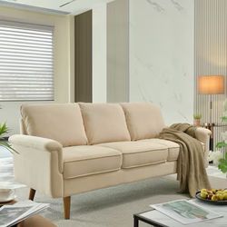 Ovios 71.65-in Modern Beige 3 -seater Sofa couch with deep seat
