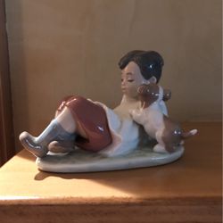 Lladro Young Boy With His Dog