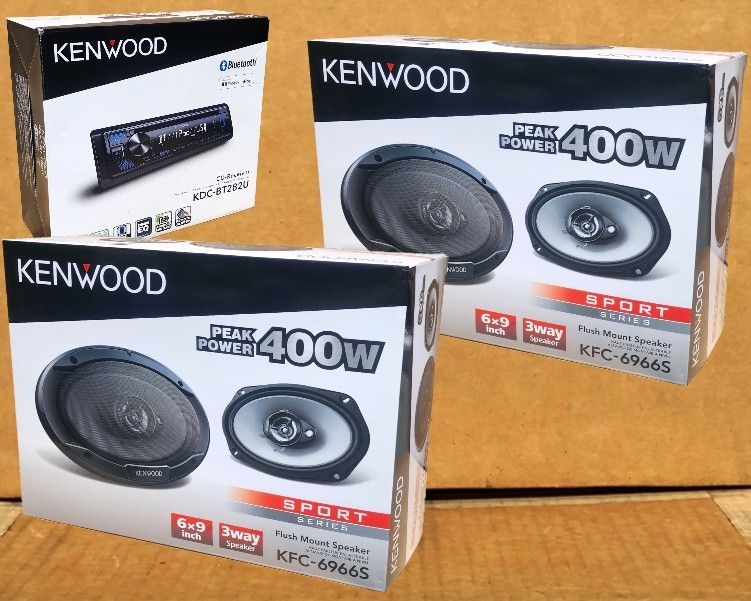 Kenwood Sinble Din Bluetooth USB Mp3 Auxiliary Am Fm Radio CD Player 6x9" 3-Way Coaxial Speaker System 800 Watts Package 🚨Payment Options Available🚨