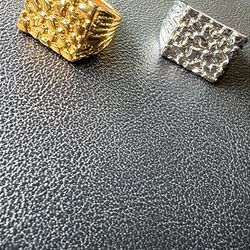 Gold & Silver Nugget Ring Mens Size 10